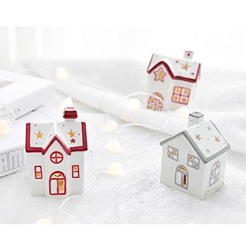 LIOOBO Casa de Cerâmica de Natal Iluminada Casa de Porcelana Casa de Natal Casa Vila Decoração de Me