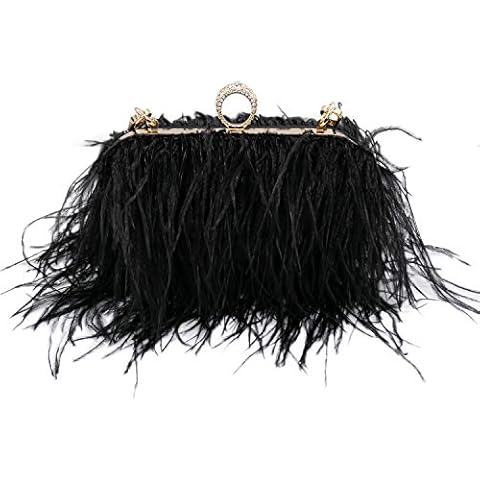 Komii Fluffy Ostrich Feather Evening Clutch Bag Cover
