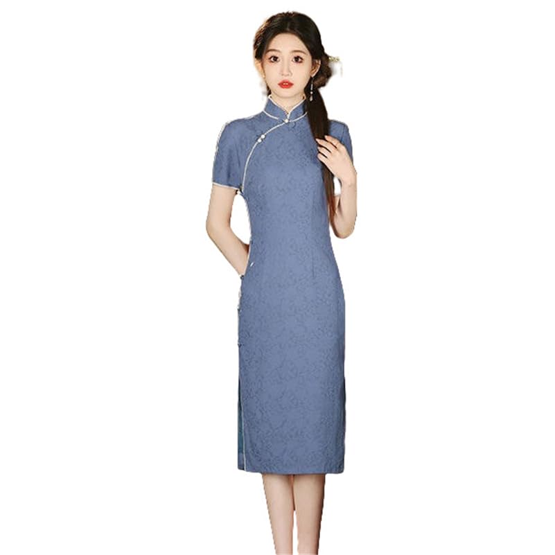 Robe cheongsam coton et lin jacquard idéale pour vos soirées d'été