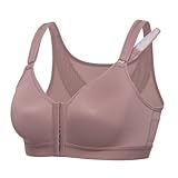 DELIMIRA Women's Front Closure Bras Posture Full Coverage No Underwire Unlined Back Support Bra Mochaccino 38C