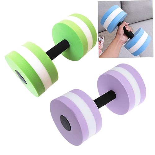 Kisangel 2Pcs Eva Floating Dumbbells for Water Exercise Durable Water Barbells for Fitness Training Lightweight Aquatic Dumbbells for Arm Cardio Workouts Purple White