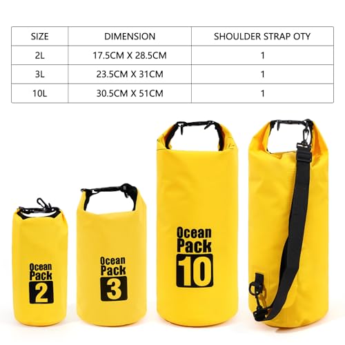 Bolsa seca impermeable de 2L, flotante y ligera para kayak, bote, pesca, natación y camping, color amarillo miniatura 2