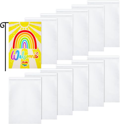 Sublimation Garden Flag Blank Bulk 12x18inch Sublimation Banner Blank Polyester Flags DIY Canvas Sign for Garden Lawn and Yard Courtyard Outside Decoration(12 Pieces)