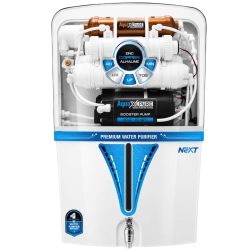 Image of AQUA X PURE  Domestic Water Purifier (RO+ LED UV+ ORC COPPER ALK+ HIGH TDS MEMBRANE+ TDS CONTROLLER) Fully Automatic | Easily Works Upto 3000ppm | 12 Stages | 20 LPH | 1 Year Warranty*