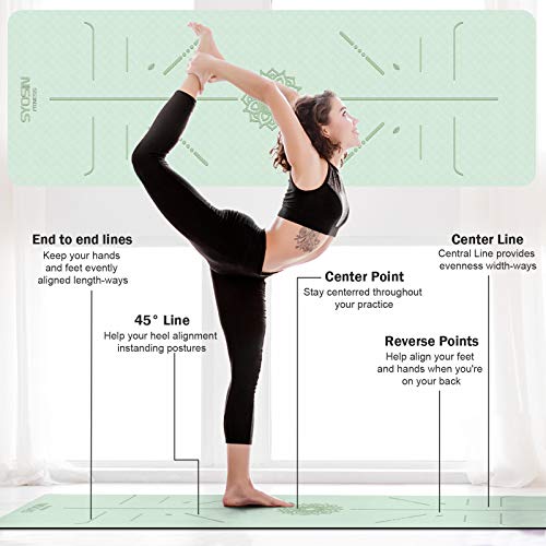 image for SYOSIN Yoga Mat with Carrying Strap, ¼ Inch TPE Non-Slip Thick Yoga m