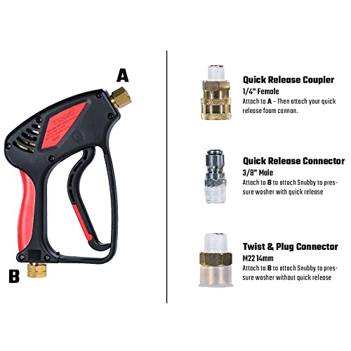 Chemical Guys Eqp402 Snubby Pressure Washer Gun, Foam Cannon Attachment, For Gas & Electric Pressure Washers #TOP3