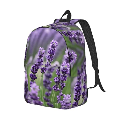 Mochila de viaje cómoda con estampado de lavanda que evita el dolor de espalda 2