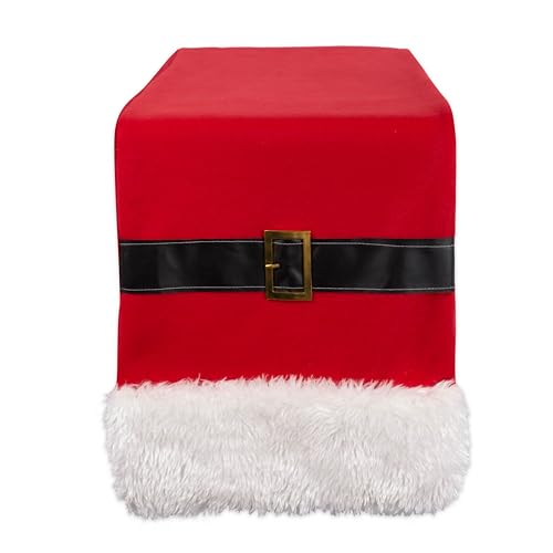DII Christmas Table Décor Holiday Season Tabletop Decoration, Table Runner, 14x72, Red Santa Claus Belt