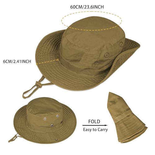 Image of Sun Hats for Men Women Boonie Hat UPF 50+ Bucket Hat Wide Brim UV Protection Fishing Hiking Safari Outdoor Hats