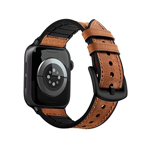 Pulseira Couro Rústico Compatível com Apple Watch (42/44/45, Marrom)