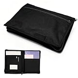 Fahrzeugmappe Dokumentenmappe A5 24 x 17 cm Auto Handschuhfach Organizer, Fahrzeugschein Mappe Bordmappe Schwarz mit Mehreren Fächern für Rechnungen, Karten, Quittungen