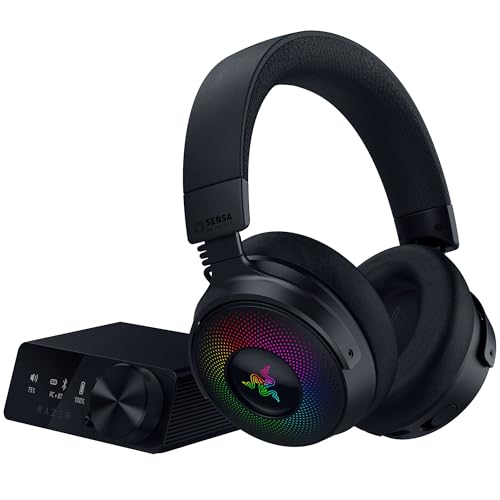 Razer Kraken V4 Pro Wireless Gaming Headset: OLED Control Hub – HD Haptics – 2.4GHz Wireless – Bluetooth – USB – 3.5 mm – Super Wideband Mic – For PC, Mac, PS5, Nintendo Switch, Steam Deck, Smartphone