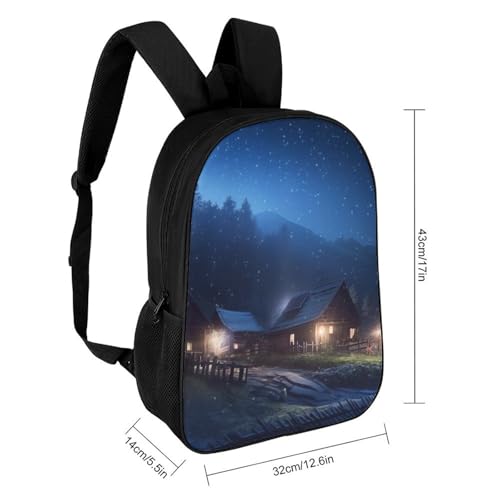 Rustic Village Night Backpack for Men Women, Heavy Duty Backpack Large Capacity, Durable Lightweight Travel Daypack2
