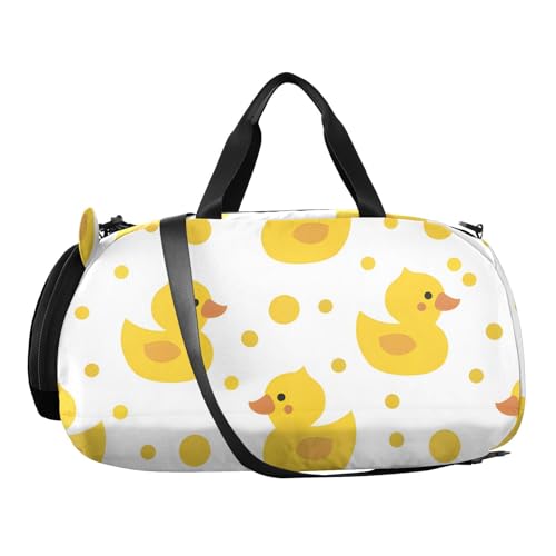 Duffle Bag Kids Gym Bag with Shoes Compartment & Wet Separation Overnight Travel Duffel Bag Cute Yellow Duck for Girl Boy2