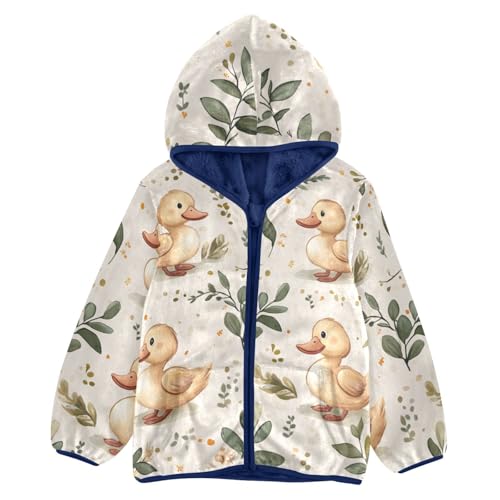 Cartoon Duck Girls Fleece Jacket Girls Fall Jacket Girls Zip Up Hoodie Girls Sherpa Jacket 2-10T