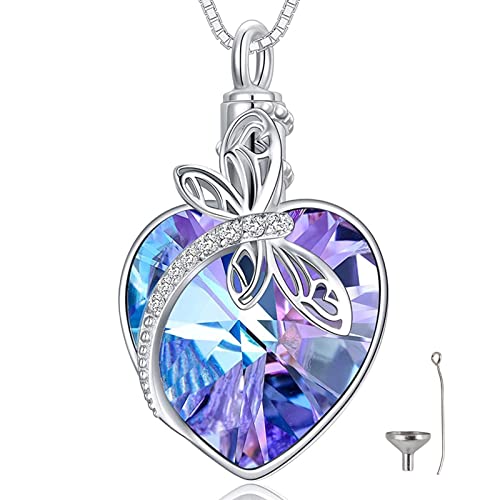 Collar de urna de cristal Rousa con colgante de aleación de recuerdo, soporte de perfume de ceniza, con embudo de relleno, joyería para mascotas humanas, aleación, circonia azul Cover