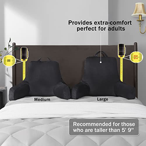 Downluxe Reading Pillow With Support Arms, Bed Pillows For Sitting Up In Bed/Couch, Large Adult Arm Pillow With Shredded Memory Foam And Removable Cover (20 X 15 Inches Black) #TOP6