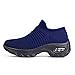 Slow Man Slip on Breathe Mesh Walking Shoes Womens Fashion Sneakers Comfort Wedge Platform Nurse Shoes Navy Blue,10.5
