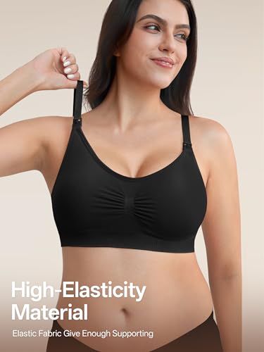 Image of Angelhood Nursing Bra 5 Pack Womens Maternity Breastfeeding Seamless Wireless Sleep Bra with Extenders