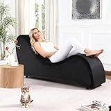 MIITODAY Chaise Lounge Chair Indoor - Yoga Sofa Couch Bench Chairs for Stretching Relaxation, Experience, Heavy-Duty Metal Frame with Removable Black Velvet Cover for Living Room, Bedroom