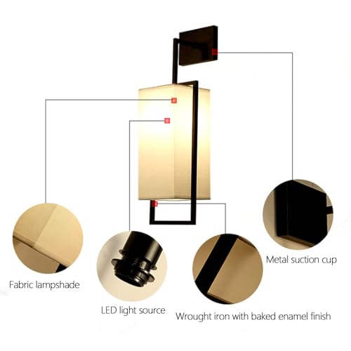Aplique de pared rectangular negro con pantalla tejida y luz cálida 3000K para dormitorio 2