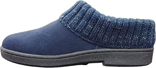 CLARKS Angelina Navy Knitted Collar Winter Clog Rounded Closed Toe Slippers (Navy Holiday, 7)2