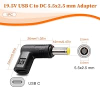 KUOQIY USB C auf DC 19.5V Adapter, USB 3.1 Typ C USB-C Buchse auf DC 5.5x2.5 mm Stecker Adapter PD Emulator Trigger 90 Grad Abgewinkelt, für Laptops – Ansicht 2