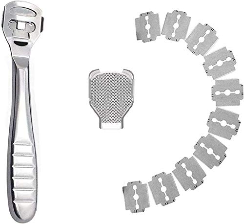 Removedor de callos y callos profesional, lima de acero inoxidable, removedor de dureza, maquinilla de afeitar, pedicura y cuidado de los pies. (silver)