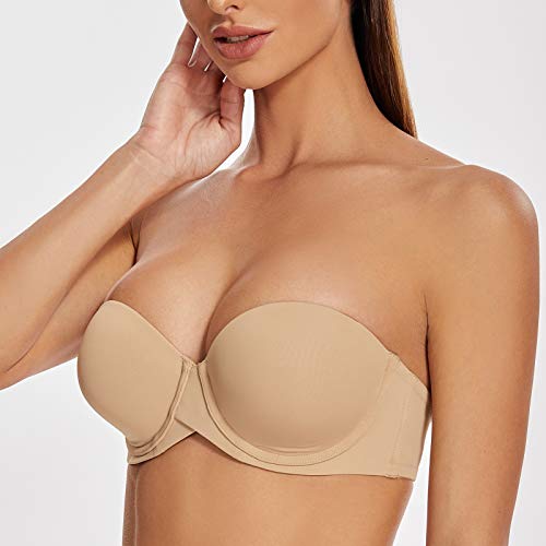 Image of MELENECA Women's Stay Put Padded Cup with Lift Underwire Push Up Strapless Bras