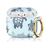 Compatible with Apple Airpods 4th Generation Case Cover(2024), Protective TPU Soft Cases Cover Rugged for Airpod 4 Case with Golden Keychain for Women Men（Cute Turtle）