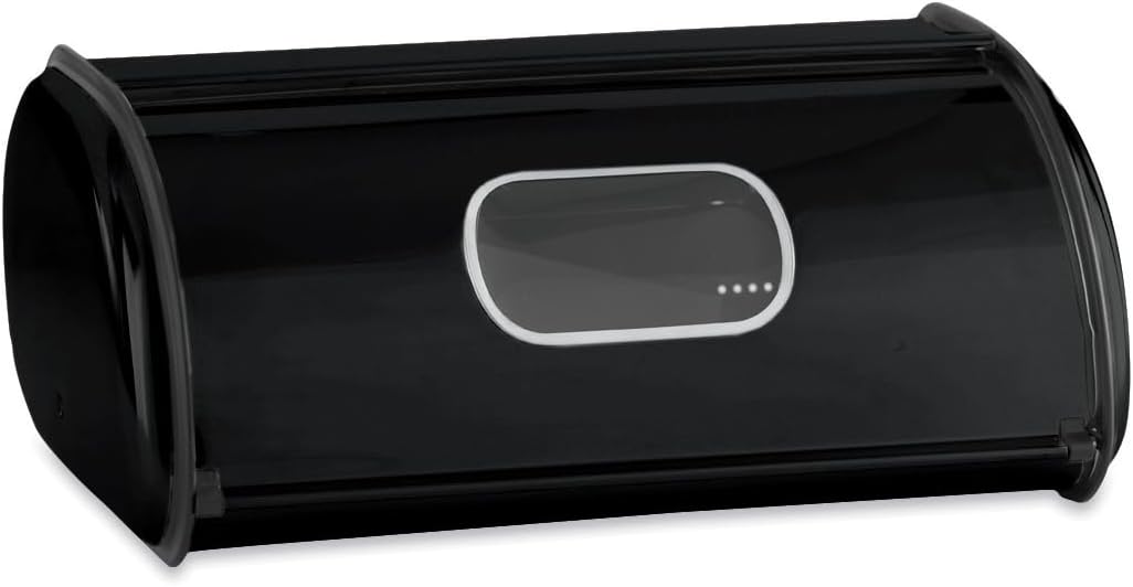 Montgomery Ward Window Breadbox for Kitchen Countertop - Food Storage, Sleek Design, Rear Air Vents, Black, 17" l x 10.5" w x 7.25" h