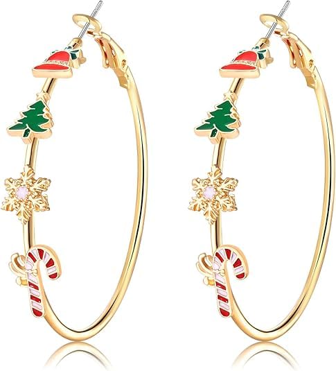 Set Di 6 Orecchini Di Natale 2024 – Albero, Fiocco Di Neve, Pupazzo Di Neve, Babbo Natale – Regali Donne Ragazze