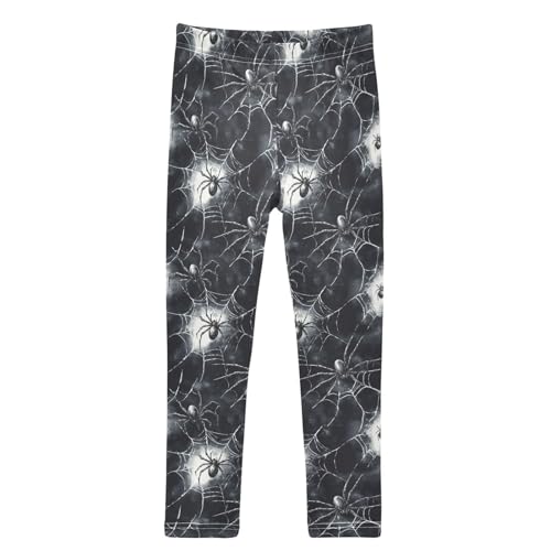 Boccsty White Spider Webs Watercolor Black Spiders Girls Leggings Kids Yoga Pants Dance Active Tights 4T
