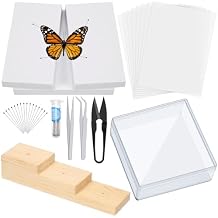 Mardatt 15Pcs Making Insect Specimen Tools Kit, Insect Pinning Kit with Insect Pinning Block, Insect Pinning Board, Insect Pins, Wings Pressing Paper, Insect Display Case, Tweezers, Scissors