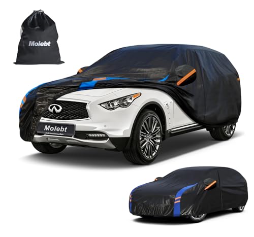 Image of Custom Fit Car Cover for Infiniti QX30, Upgraded Waterproof All Weather Outdoor Auto Cover with Driver Door Zipper & Mirror Pockets, UV /Snow /Dust Protection