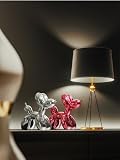 YOYUMI Galvanisiert Ballon Hund Skulptur, Luxus Ornament, Harzstatue für Wohnzimmer Schlafzimmer Bürodekor, Hochglanz Finish Dekorative Statuen, Silber, 18 x 20 x 9 cm