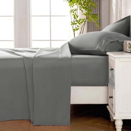 ROSE&RISY Light Grey Queen Sheet Set, 4 Pieces Soft Bedding Queen Sheet Set, Breathable and Cooling,Includes 1 Fitted, 1 Flat, 2 Pillow Cases - Deep Pocket (Light Grey, Queen) by ROSE&RISY - Used condition - Image 3