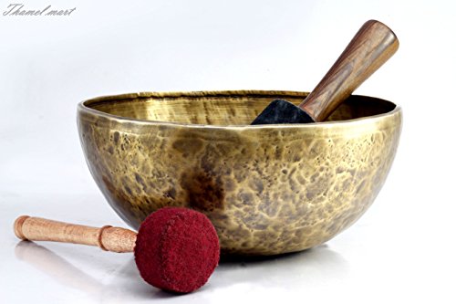 Bol chantant tibétain pour méditation et yoga, grand modèle gravé de 25,4 cm
