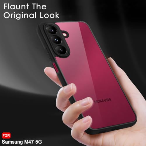 Image of TheGiftKart Hybrid Shockproof Back Cover Case for Samsung Galaxy M47 5G | Camera Protection Module | Crystal Hard Back Cover Case for Samsung M47 5G (PC & TPU, Transparent Clear Back, Black Sides)