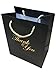 MODEENI Black Thank You Gift Bags - 8x10 Medium Size - 12 Bags - Classy for Small Business - Boutique with Gold Foil Handles and Embossed Modern Finish