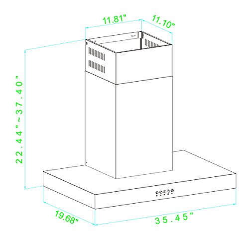 Winflo 36 In. Convertible Stainless Steel Wall Mount Range Hood With Mesh Filters And Push Button Control #TOP3