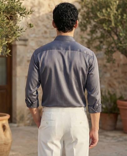 Image of IndoPrimo Men's Stylish Satin Shirt for Party, Formal, Daily and Casual Wear Full Sleeve Shirt for Mens - Trio