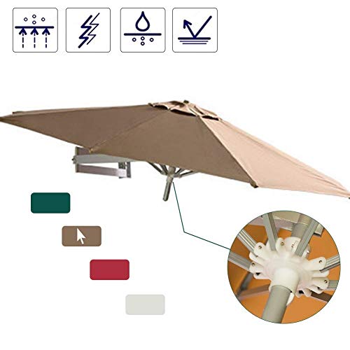 Wall-Mounted Patio Parasol Umbrella with Metal Pole, Outdoor Sun Shade Canopy Umbrellas for Pool Garden Beach, Waterproof - Image 5