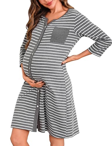 Marvmys Camicia da Notte Donna Premaman Cotone Pigiama Allattamento Manica