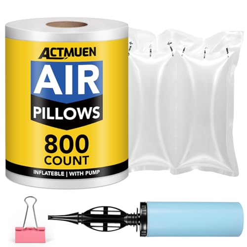 ACTMUEN Air Pillows for Shipping 800 Count With Pump, Inflatable Packing Air Bags 3.54