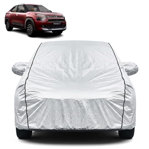 Image of Waterproof Car Cover for Citroen Basalt X | Dustproof, UV Resistant & Scratch Protection | Soft Cotton Lining | Triple Stitched | Mirror Pockets & Elastic Fit | Silver