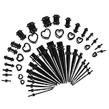 Ear Stretching Kit 48pcs Heart Acrylic Tunnels & Plugs Ear Gauge Stretching Kit Lightweight Women Men Gauges for Ears 14g-00g Tapers for Ears