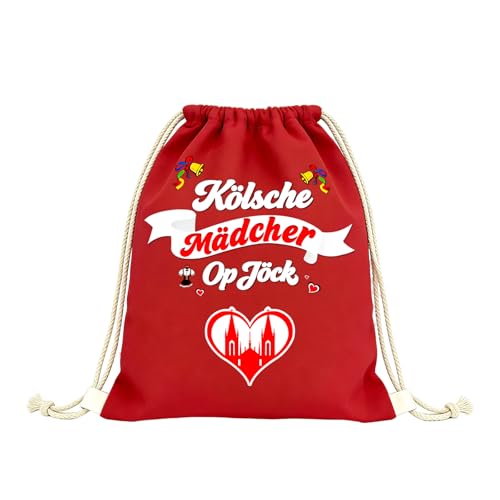KERYBW Karneval Köln Turnbeutel Rucksack, Karneval Köln Rot Weiss Tasche mit Kölsche Mädcher op...