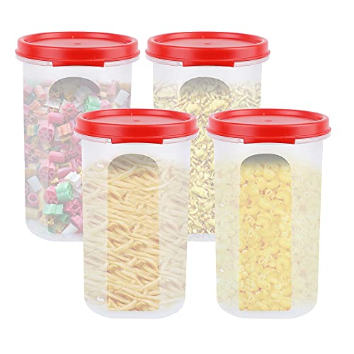 Cutting EDGE 585ML Smart Slim Storage Airtight Container-Red,Set of 4 | Food grade plastic, kitchen Storage, grocery organization, countertop use, mod