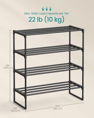 Image of SONGMICS Shoe Rack, 4-Tier Shoe Organizer, Metal Storage Shelf